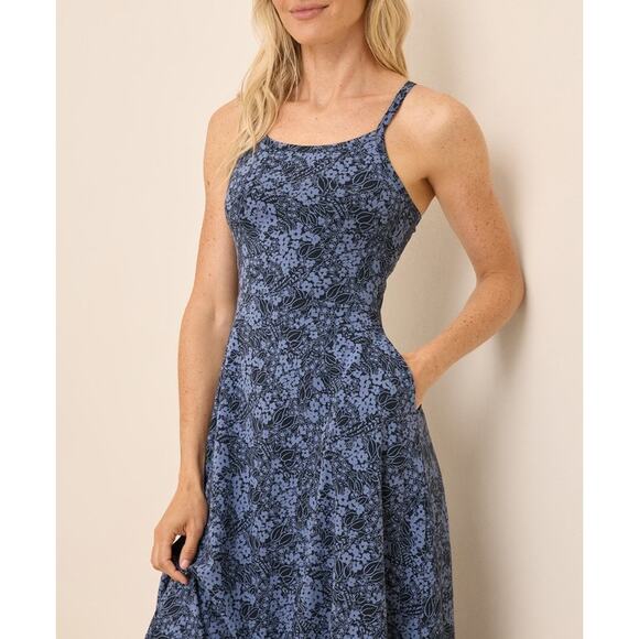 Pact Floral Midi Dress Blue Scoop Neck Pullover Sleeveless Sz 3XL Women's - Picture 2 of 10